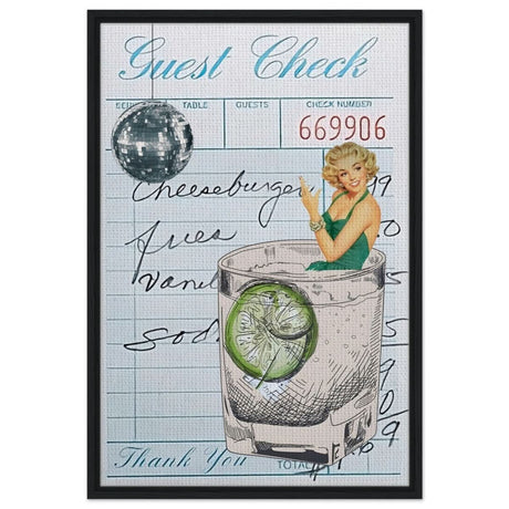 Digital Pop Art wall art print | Guest Check V06 - Framed Canvas - 60x90 cm / 24x36″ - Black frame