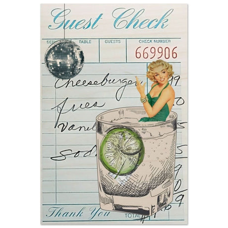 Digital Pop Art wall art print | Guest Check V06 - Wood Prints - 30x45 cm / 12x18″ - 