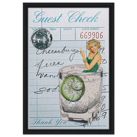 Digital Pop Art wall art print | Guest Check V06 - Framed Canvas - 40x60 cm / 16x24″ - Black frame