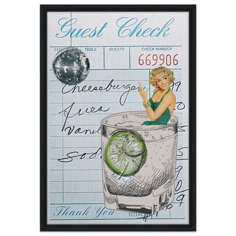 Digital Pop Art wall art print | Guest Check V06 - Framed Canvas - 50x75 cm / 20x30″ - Black frame