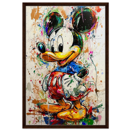 Digital Pop Art wall art print | Mickey Mouse Graffiti | Kid's Room Art Print - Framed Canvas - 60x90 cm / 24x36″ - Dark wood frame