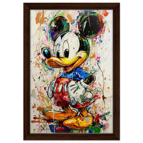 Digital Pop Art wall art print | Mickey Mouse Graffiti | Kid's Room Art Print - Framed Canvas - 30x45 cm / 12x18″ - Dark wood frame