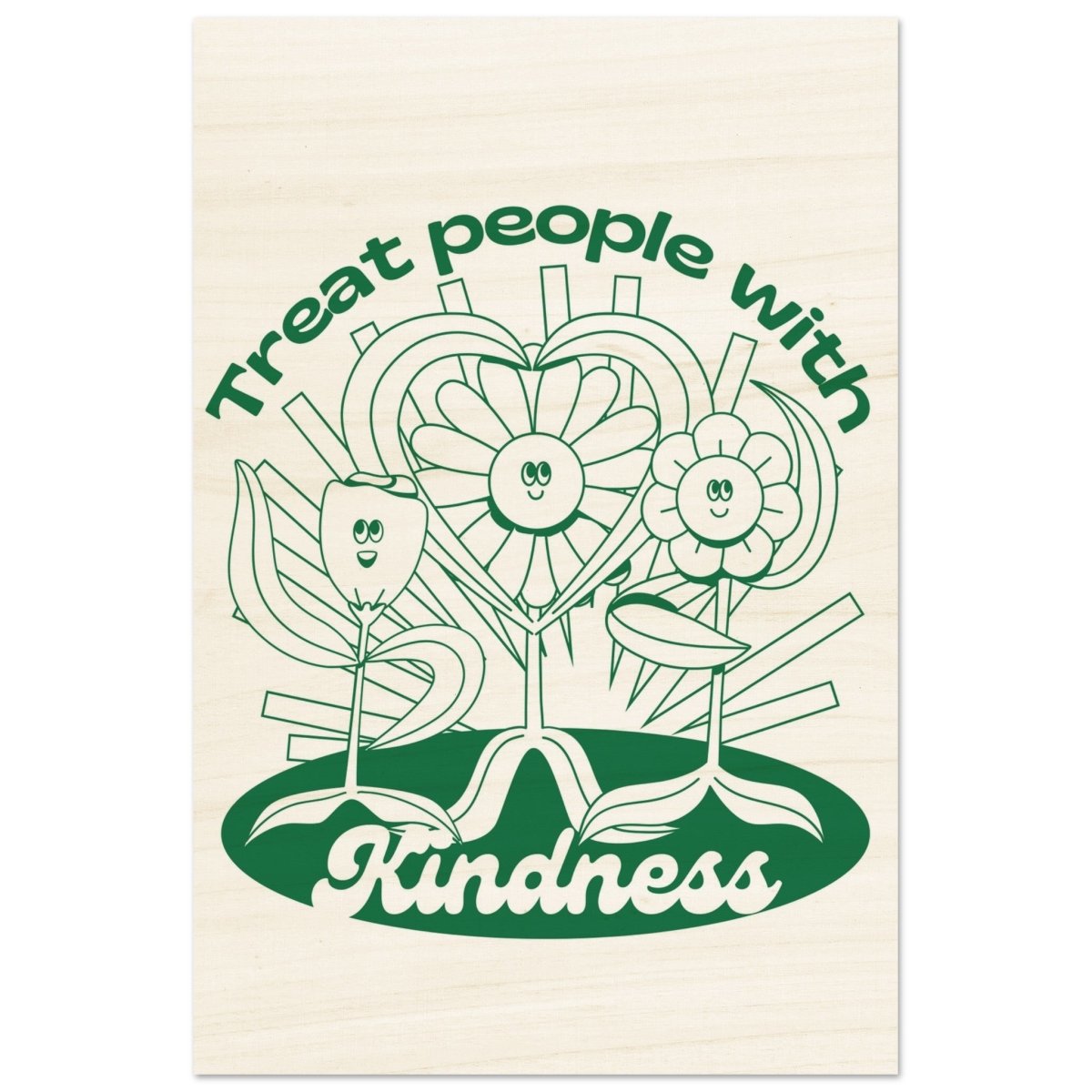 Digital Pop Art wall art print | Treat People With Kindness - Wood Prints - 30x45 cm / 12x18″ - 