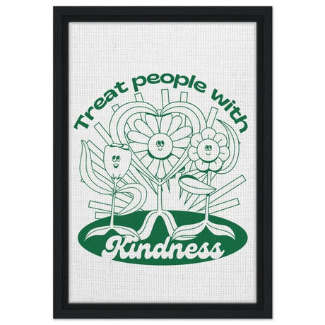Digital Pop Art wall art print | Treat People With Kindness - Framed Canvas - 30x45 cm / 12x18″ - Black frame