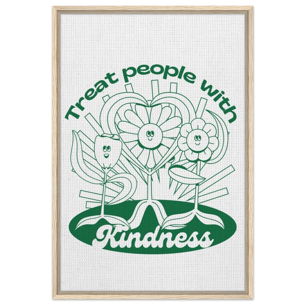 Digital Pop Art wall art print | Treat People With Kindness - Framed Canvas - 60x90 cm / 24x36″ - Wood frame