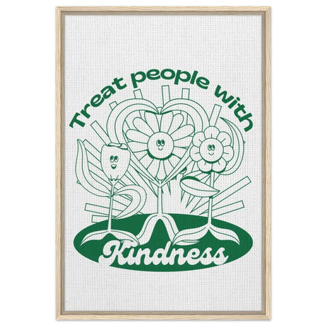 Digital Pop Art wall art print | Treat People With Kindness - Framed Canvas - 60x90 cm / 24x36″ - Wood frame