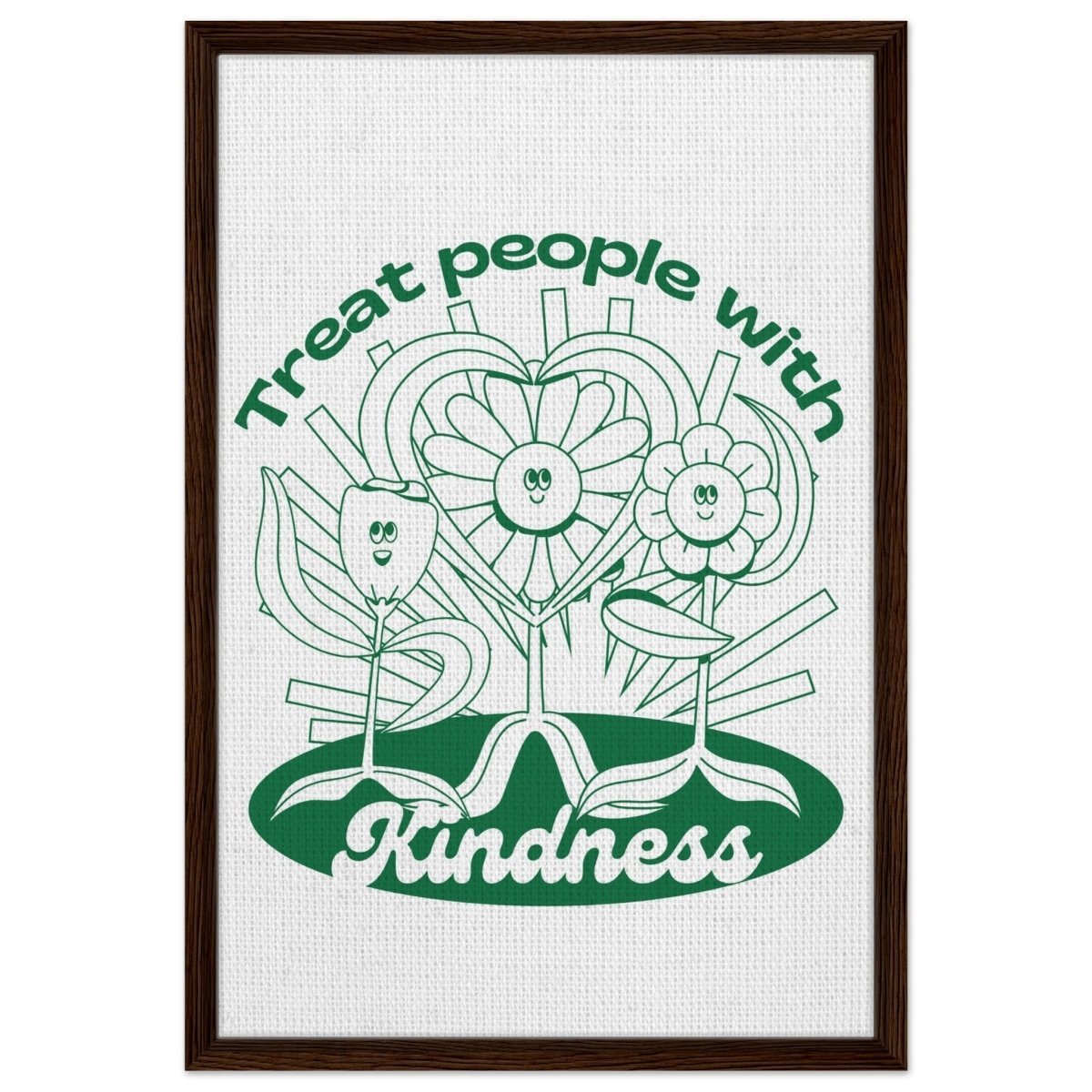 Digital Pop Art wall art print | Treat People With Kindness - Framed Canvas - 50x75 cm / 20x30″ - Dark wood frame