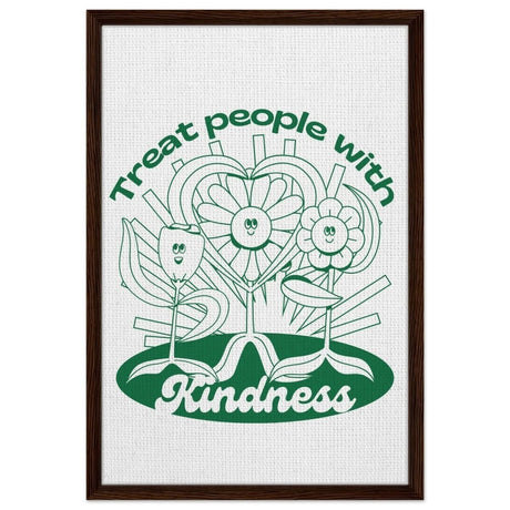 Digital Pop Art wall art print | Treat People With Kindness - Framed Canvas - 50x75 cm / 20x30″ - Dark wood frame