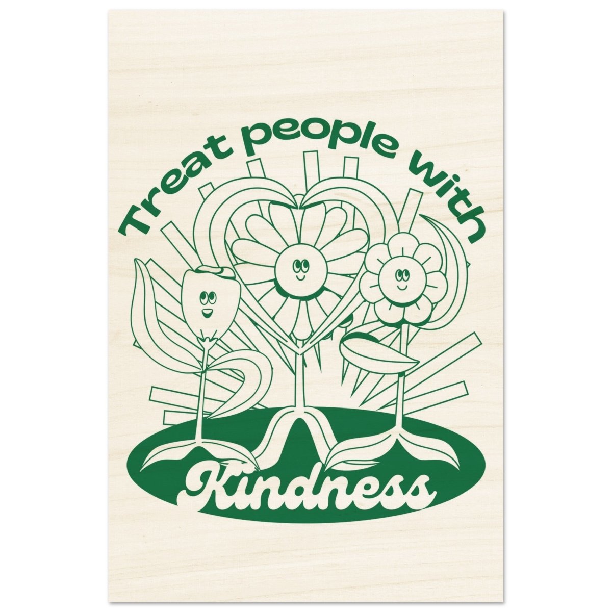 Digital Pop Art wall art print | Treat People With Kindness - Wood Prints - 40x60 cm / 16x24″ - 