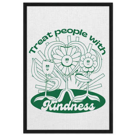 Digital Pop Art wall art print | Treat People With Kindness - Framed Canvas - 60x90 cm / 24x36″ - Black frame