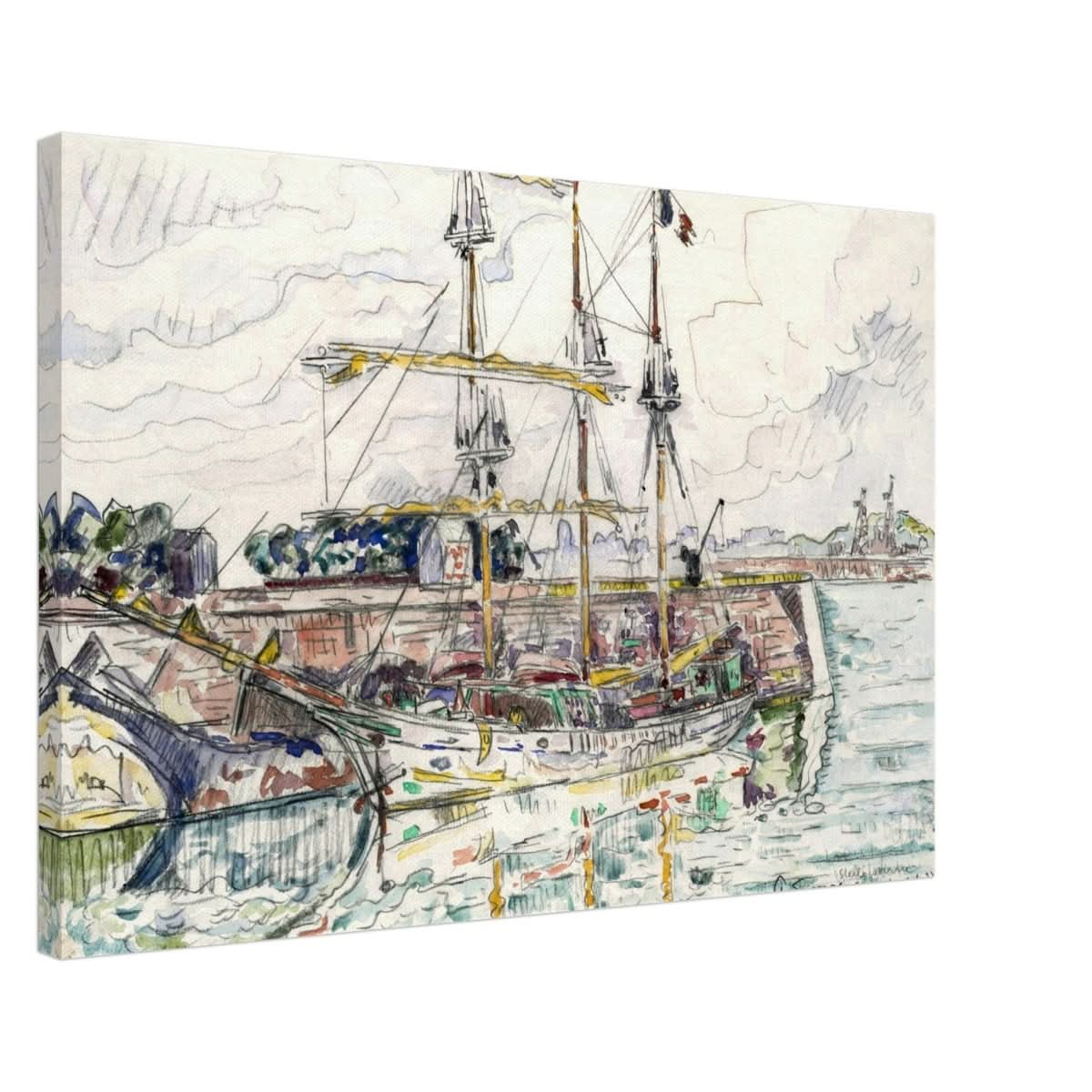 Docks at Saint Malo (1927) by Paul Signac | Vintage wall art print - Canvas - 50x75 cm / 20x30″ - 