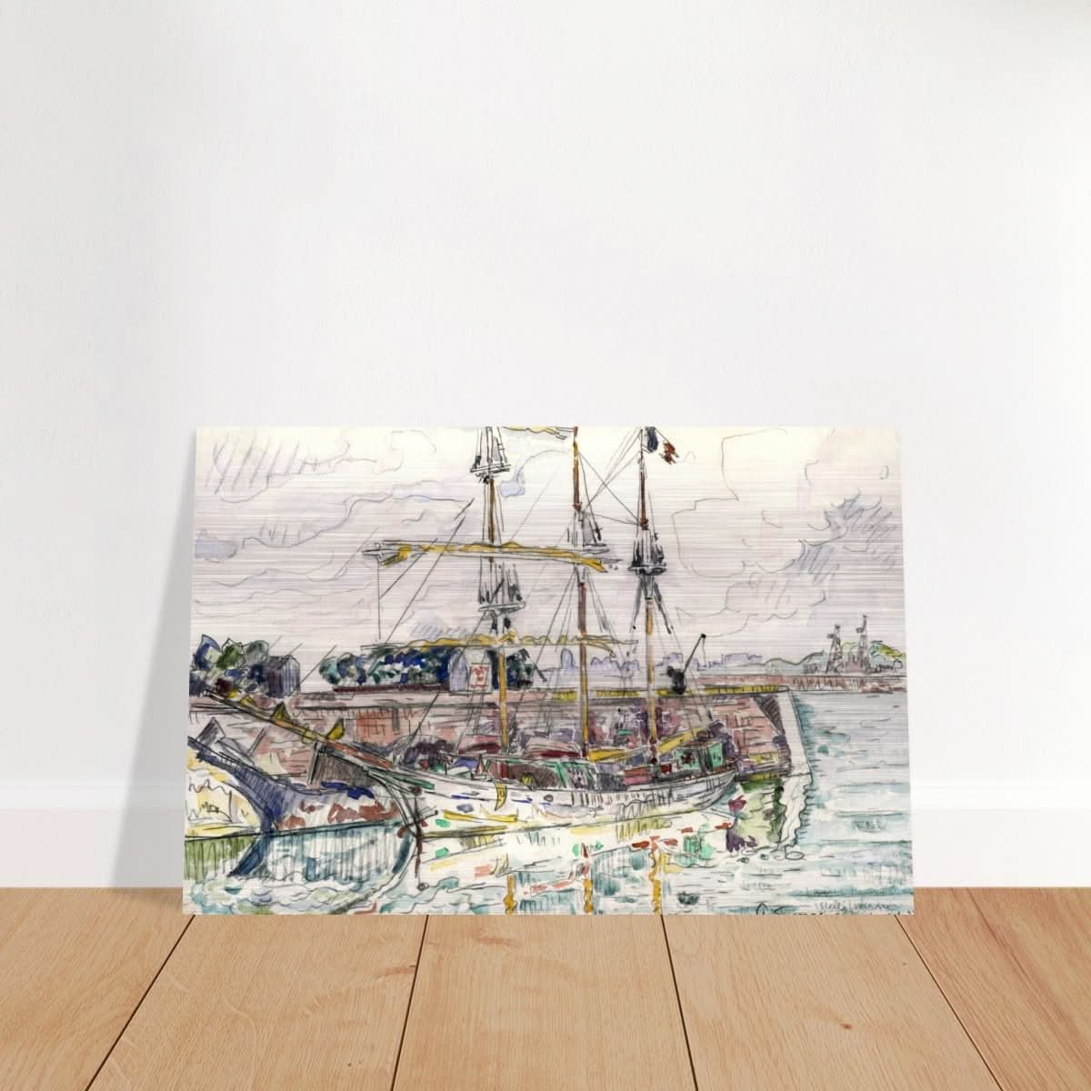 Docks at Saint Malo (1927) by Paul Signac | Vintage wall art print - Brushed Aluminum Print - 60x90 cm / 24x36″ - 