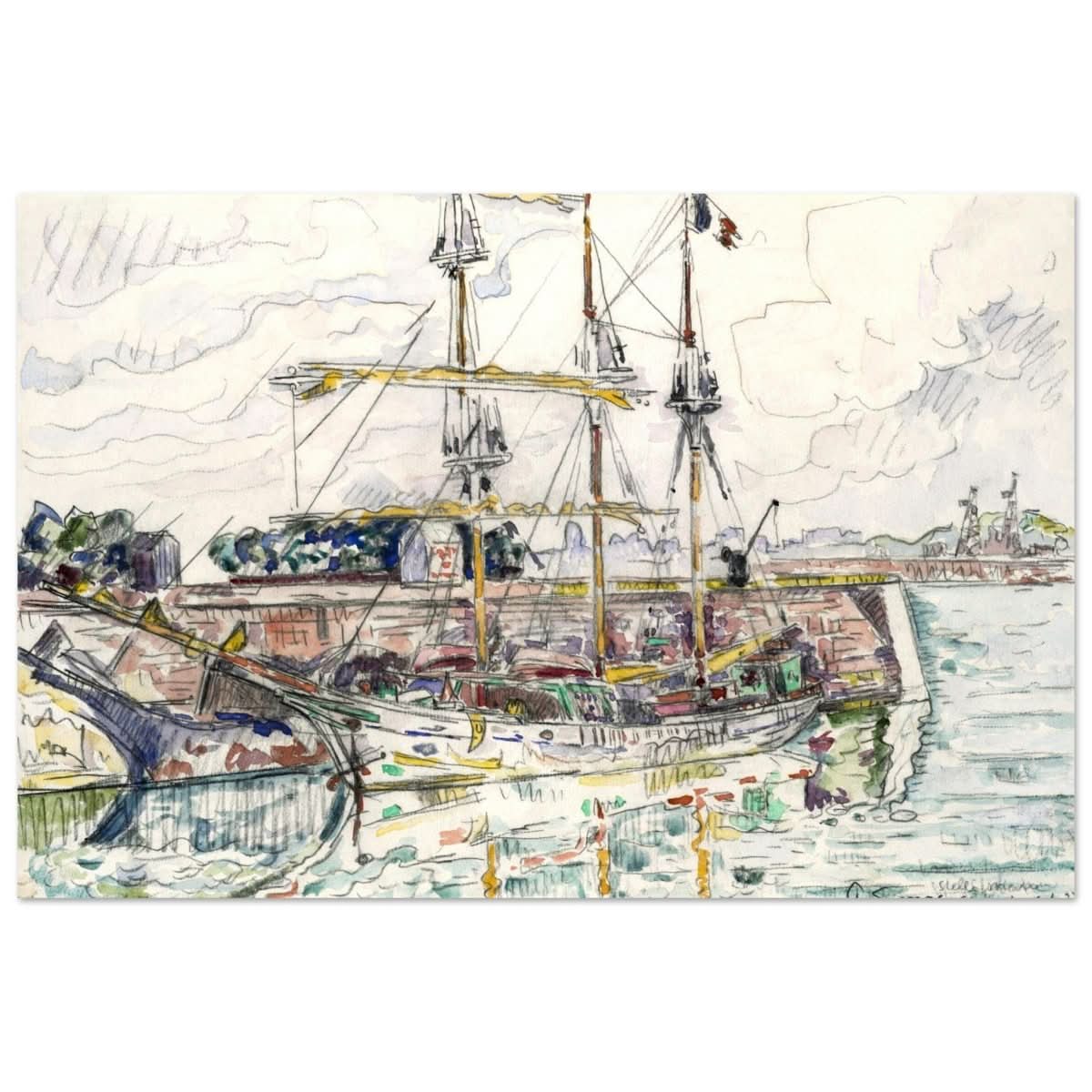 Docks at Saint Malo (1927) by Paul Signac | Vintage wall art print - Aluminum Print - 60x90 cm / 24x36″ - 
