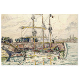 Docks at Saint Malo (1927) by Paul Signac | Vintage wall art print - Wood Prints - 30x45 cm / 12x18″ - 