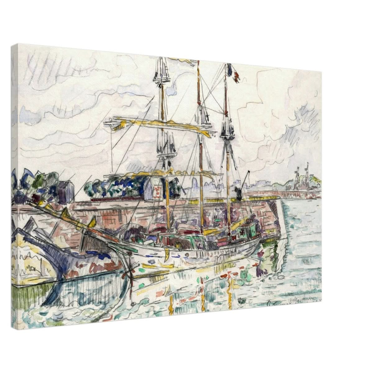 Docks at Saint Malo (1927) by Paul Signac | Vintage wall art print - Canvas - 60x90 cm / 24x36″ - 