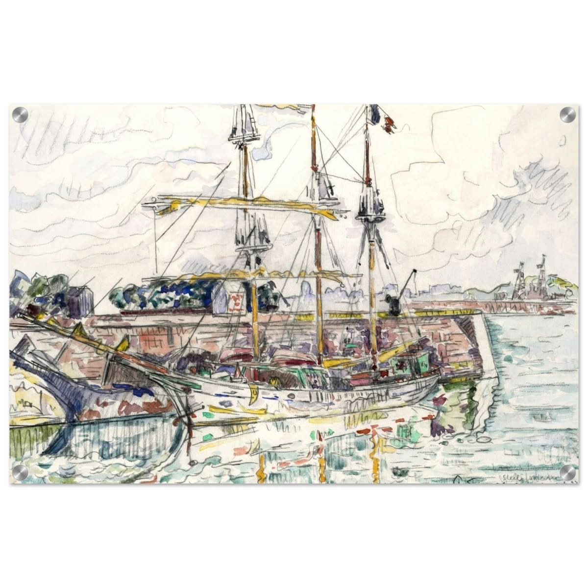 Docks at Saint Malo (1927) by Paul Signac | Vintage wall art print - Acrylic Print - 50x75 cm / 20x30″ - 