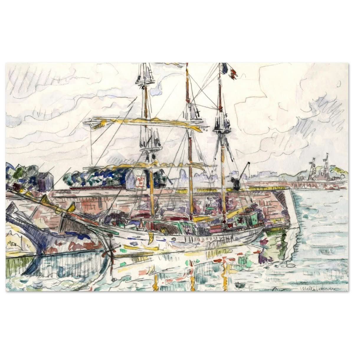 Docks at Saint Malo (1927) by Paul Signac | Vintage wall art print - Aluminum Print - 40x60 cm / 16x24″ - 