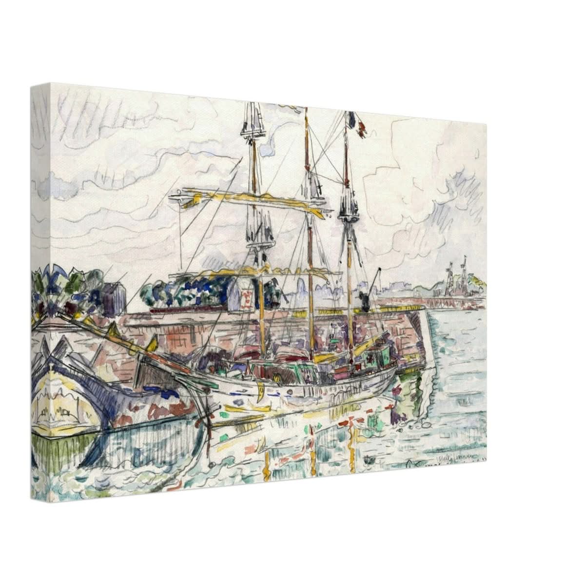 Docks at Saint Malo (1927) by Paul Signac | Vintage wall art print - Canvas - 30x45 cm / 12x18″ - 
