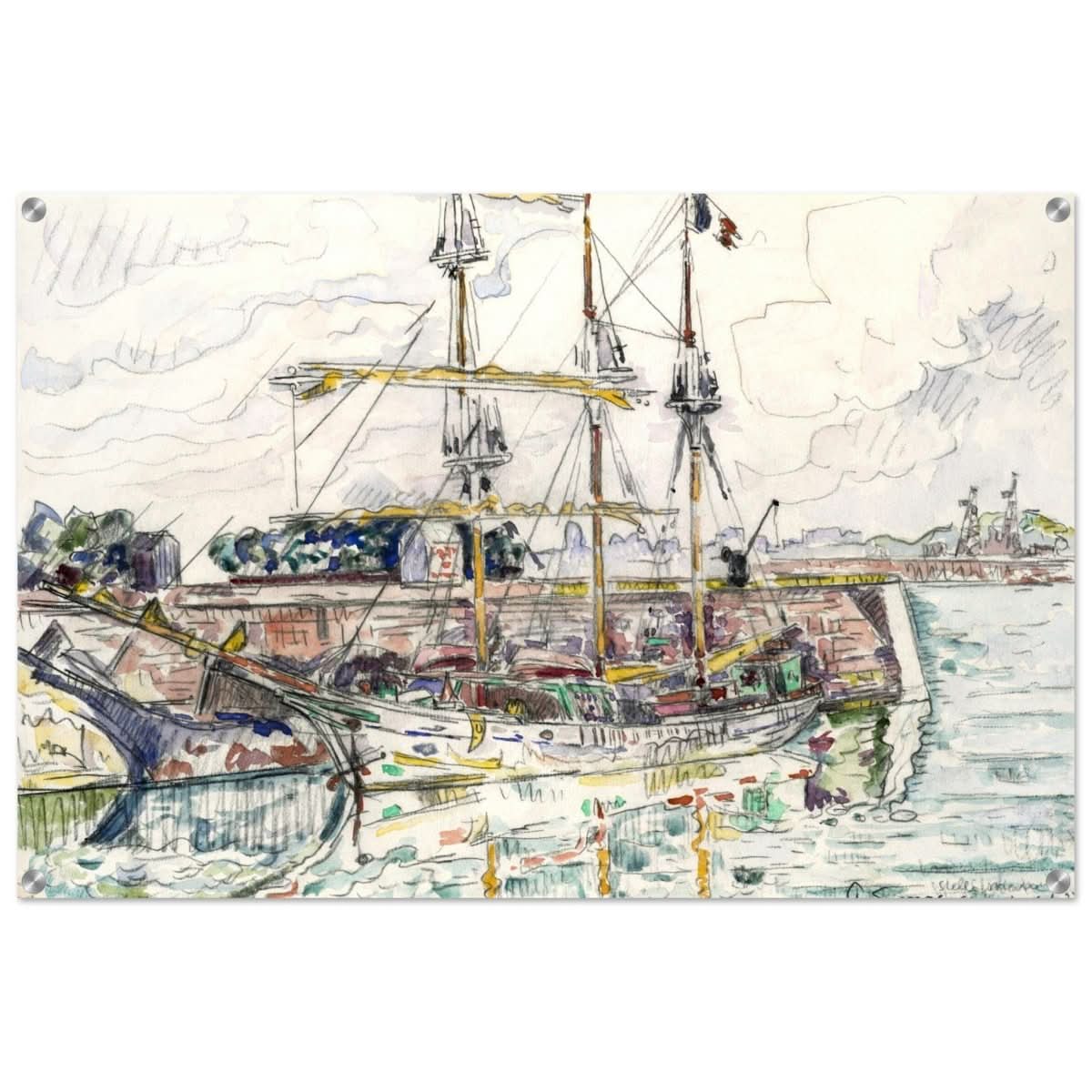 Docks at Saint Malo (1927) by Paul Signac | Vintage wall art print - Acrylic Print - 60x90 cm / 24x36″ - 