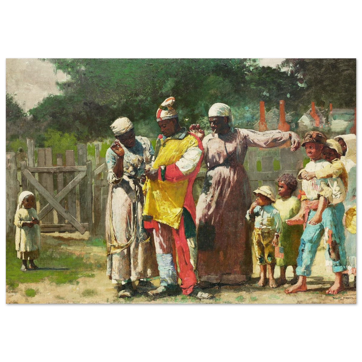 "Dressing for the Carnival" – Historical Americana Wall Art Print by Winslow Homer - Wood Prints - 70x100 cm / 28x40″ - 