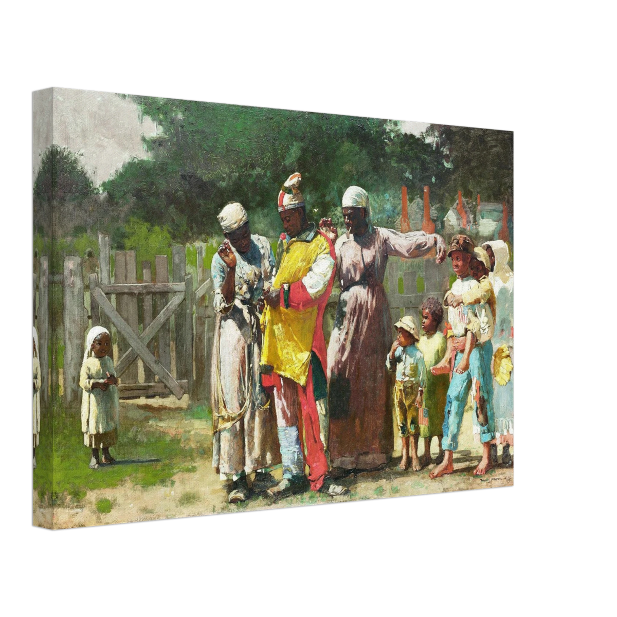 "Dressing for the Carnival" – Historical Americana Wall Art Print by Winslow Homer - Canvas - 30x45 cm / 12x18″ - 