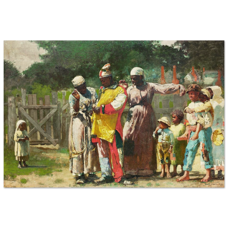 "Dressing for the Carnival" – Historical Americana Wall Art Print by Winslow Homer - Wood Prints - 30x45 cm / 12x18″ - 