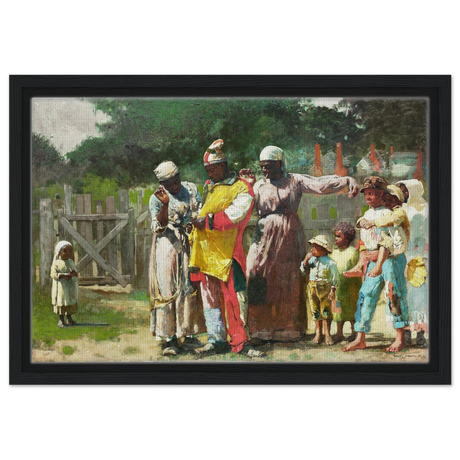 "Dressing for the Carnival" – Historical Americana Wall Art Print by Winslow Homer - Framed Canvas - 30x45 cm / 12x18″ - Black frame