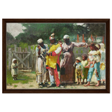 "Dressing for the Carnival" – Historical Americana Wall Art Print by Winslow Homer - Framed Canvas - 40x60 cm / 16x24″ - Dark wood frame