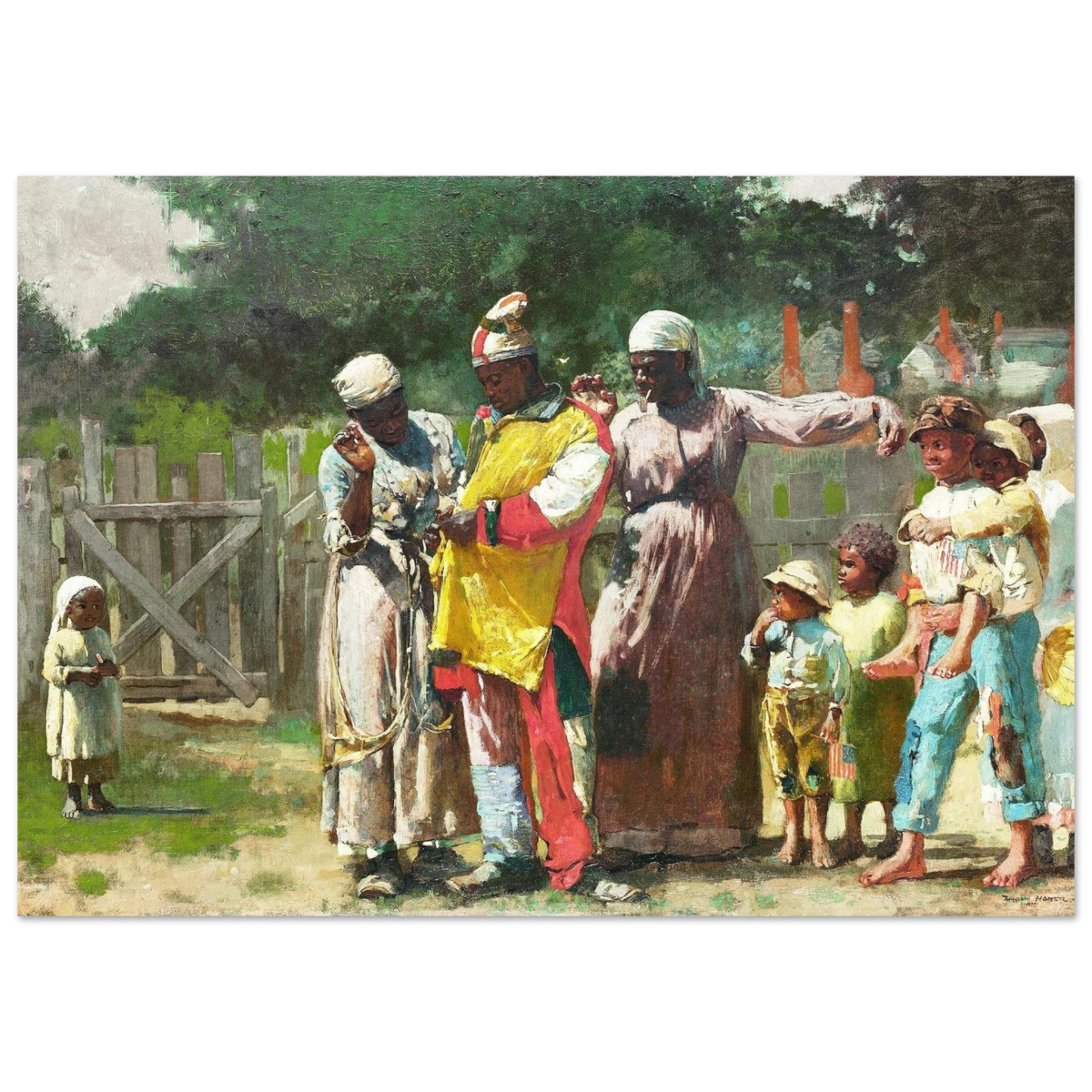 "Dressing for the Carnival" – Historical Americana Wall Art Print by Winslow Homer - Fine Art Poster - 70x100 cm / 28x40″ - 
