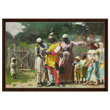 "Dressing for the Carnival" – Historical Americana Wall Art Print by Winslow Homer - Framed Canvas - 50x75 cm / 20x30″ - Dark wood frame