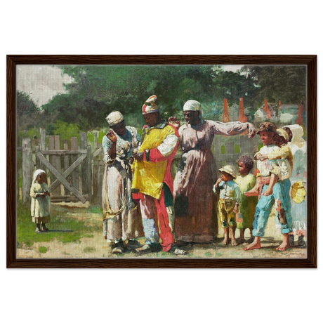 "Dressing for the Carnival" – Historical Americana Wall Art Print by Winslow Homer - Framed Canvas - 50x75 cm / 20x30″ - Dark wood frame