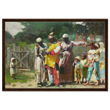 "Dressing for the Carnival" – Historical Americana Wall Art Print by Winslow Homer - Framed Canvas - 60x90 cm / 24x36″ - Dark wood frame