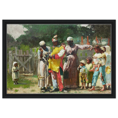 "Dressing for the Carnival" – Historical Americana Wall Art Print by Winslow Homer - Framed Canvas - 40x60 cm / 16x24″ - Black frame