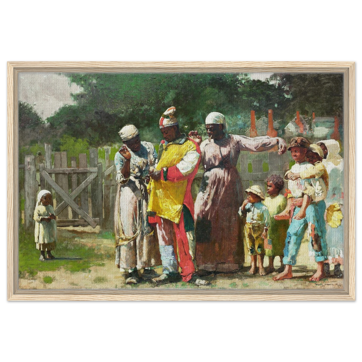 "Dressing for the Carnival" – Historical Americana Wall Art Print by Winslow Homer - Framed Canvas - 50x75 cm / 20x30″ - Wood frame