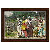 "Dressing for the Carnival" – Historical Americana Wall Art Print by Winslow Homer - Framed Canvas - 20x30 cm / 8x12″ - Dark wood frame