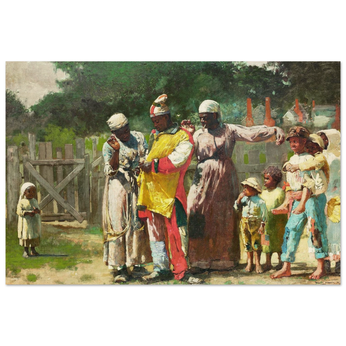 "Dressing for the Carnival" – Historical Americana Wall Art Print by Winslow Homer - Wood Prints - 20x30 cm / 8x12″ - 