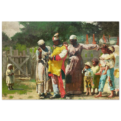 "Dressing for the Carnival" – Historical Americana Wall Art Print by Winslow Homer - Wood Prints - 20x30 cm / 8x12″ - 