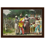 "Dressing for the Carnival" – Historical Americana Wall Art Print by Winslow Homer - Framed Canvas - 30x45 cm / 12x18″ - Dark wood frame