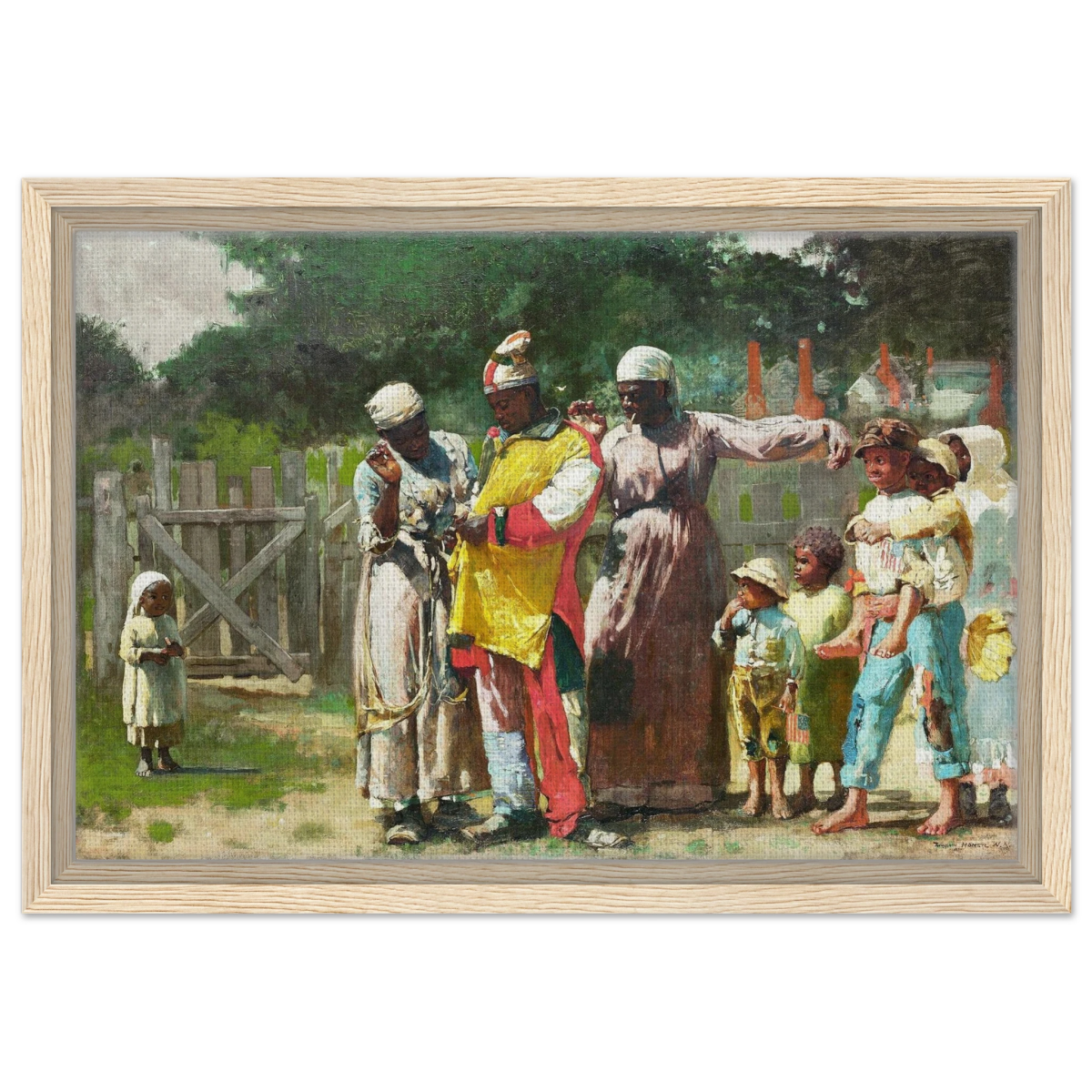 "Dressing for the Carnival" – Historical Americana Wall Art Print by Winslow Homer - Framed Canvas - 30x45 cm / 12x18″ - Wood frame