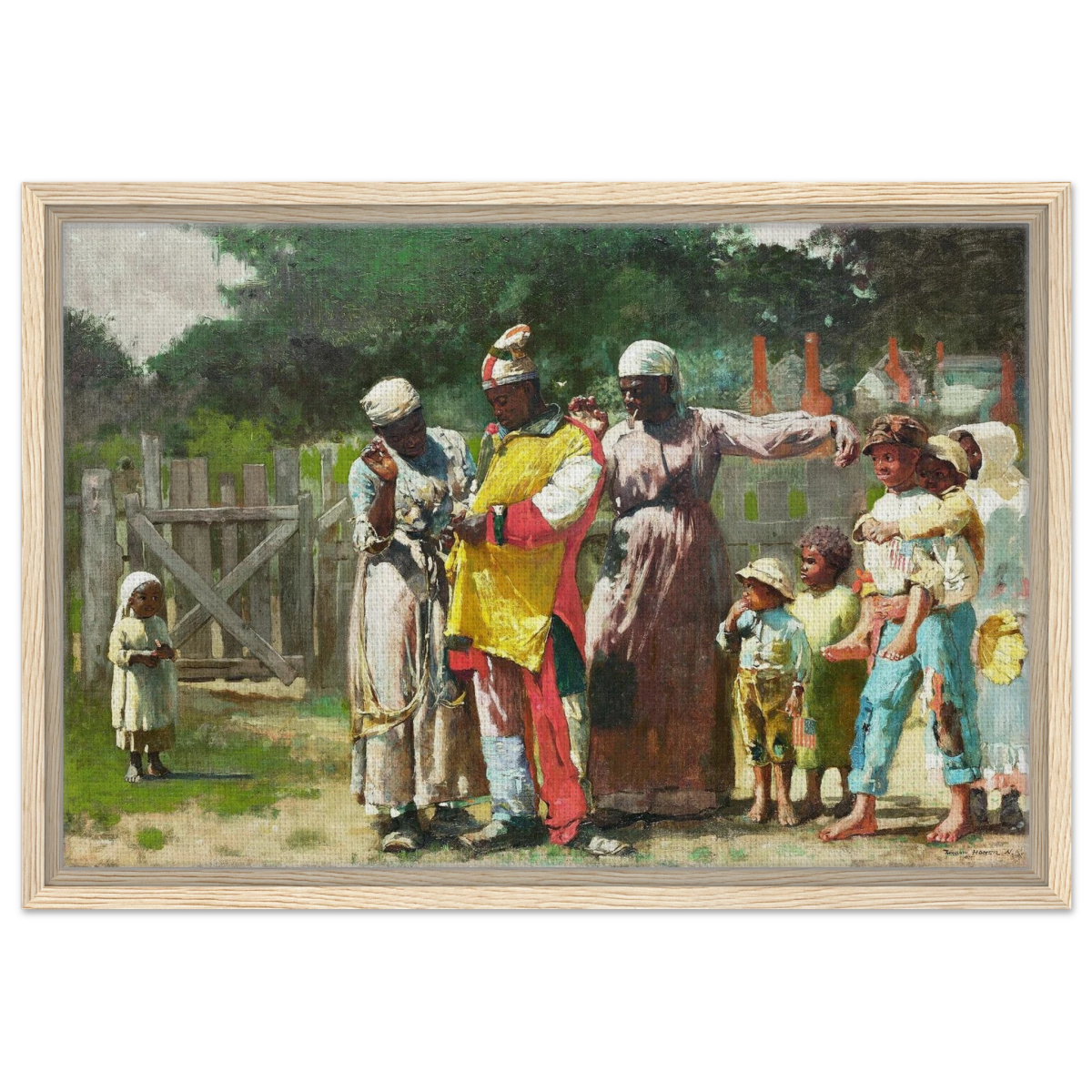 "Dressing for the Carnival" – Historical Americana Wall Art Print by Winslow Homer - Framed Canvas - 40x60 cm / 16x24″ - Wood frame