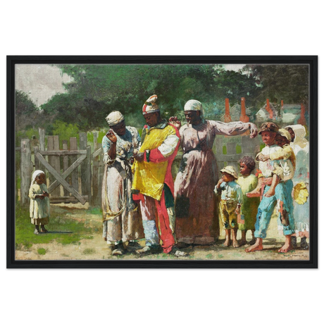 "Dressing for the Carnival" – Historical Americana Wall Art Print by Winslow Homer - Framed Canvas - 60x90 cm / 24x36″ - Black frame