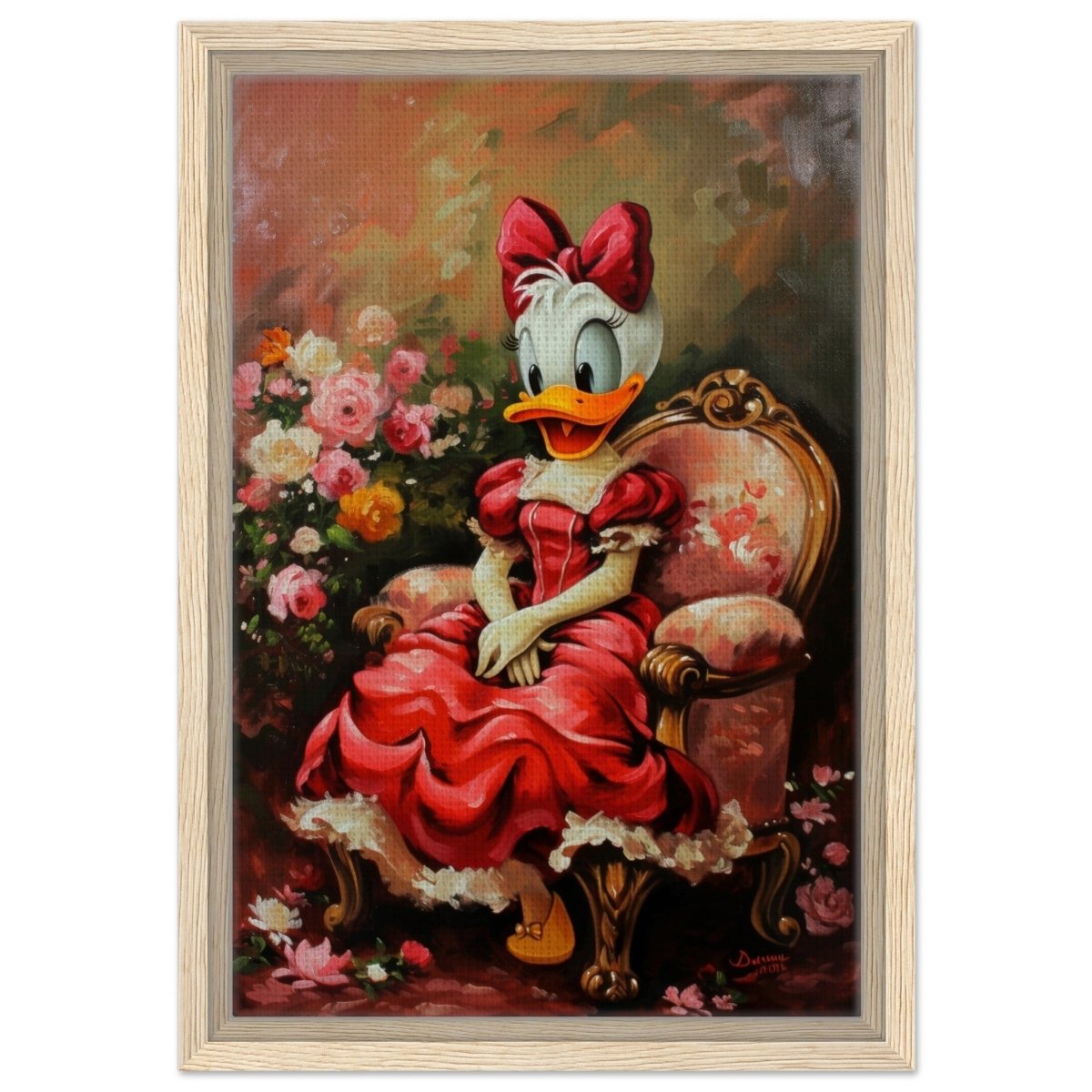 Duckling in Scarlet | Character Pop Art | Wall art print - Framed Canvas - 30x45 cm / 12x18″ - Wood frame