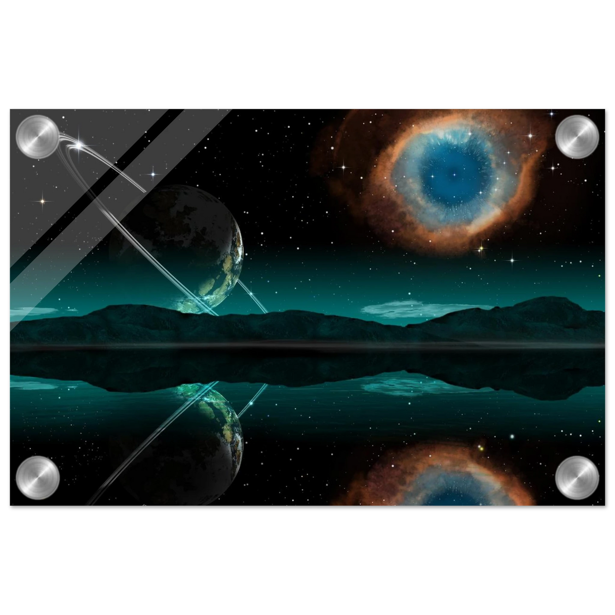 celestial reflections a portal beyond the stars wall art print20x30 cm / 8x12″Brushed Aluminum Print