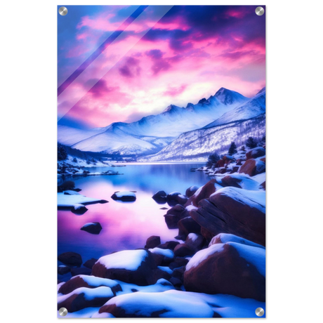 twilight serenity snowy mountain lake at sunset wall art print30x45 cm / 12x18″Fine Art Poster