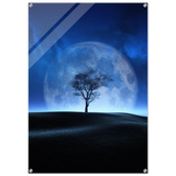 lunar silence a moonlit whisper in the night dreamy digital fantasy landscape wall art print30x45 cm / 12x18″Framed Canvas