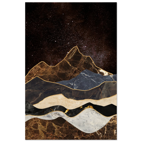 celestial ridges marbled mountain majesty wall art print30x45 cm / 12x18″Brushed Aluminum Print