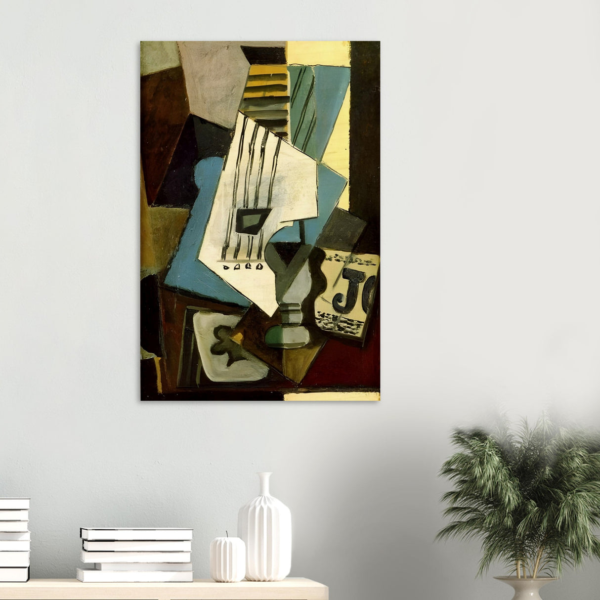 nature morte guitar newspaper glass and ace of clubs by pablo picasso 1914