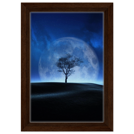 lunar silence a moonlit whisper in the night dreamy digital fantasy landscape wall art print50x75 cm / 20x30″Framed Canvas