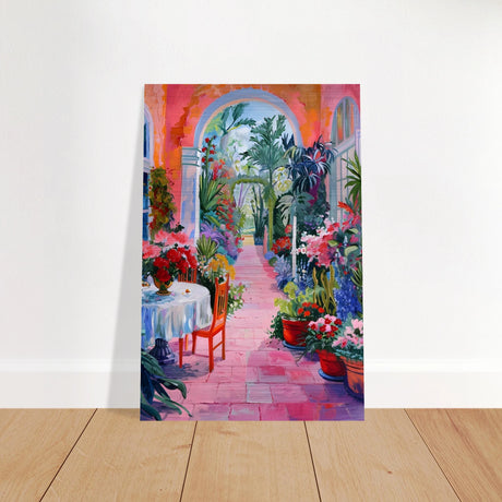 garden of morning light blooming terrace escape wall art print70x100 cm / 28x40″Aluminum Print