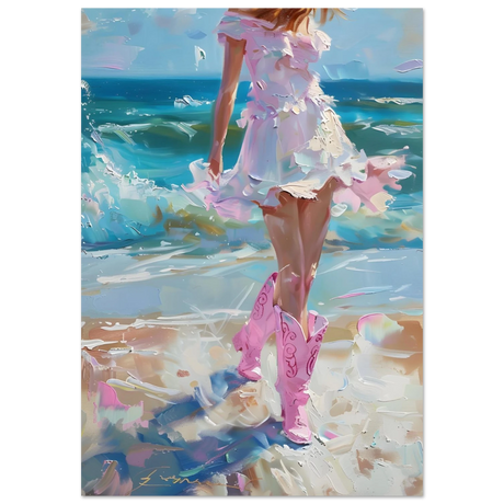 seaside sass pink boots ocean breeze wall art print20x30 cm / 8x12″Aluminum Print
